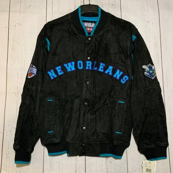 New Orleans Charlotte Hornets NBA G-III Suede Varsity Jacket New Men - Picture 2 of 4